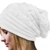 Knitted Hat Pleated Slouchy Baggy Solid Color Stretchy Cold Resistant Woolen Yarn Autumn Winter Women Beanie Skull Cap for Outdoor