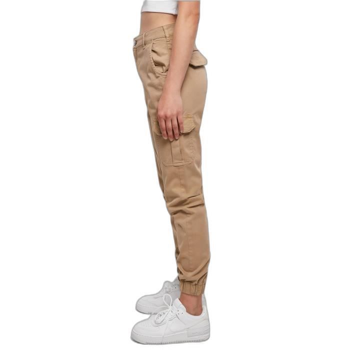 Pantalon Cargo Femme - Urban Classics - Beige - Taille Haute - Confort Optimal - Coupe Favorable