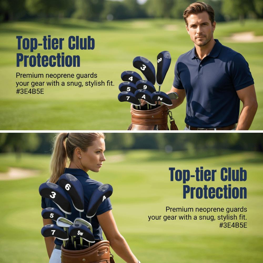 10pcs Neoprene Golf Club Head Covers Shockproof Golf Club Head Protector  Golfing Accessory