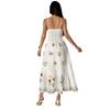 2026 spring and summer sweet romantic French fake style dress, suspender positioning printing waist backless European and American women's clothing