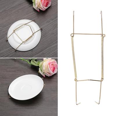 Fashion Invisible Stainless Steel W Type Hook Wall Display Plate Spring Holder Dish Hangers