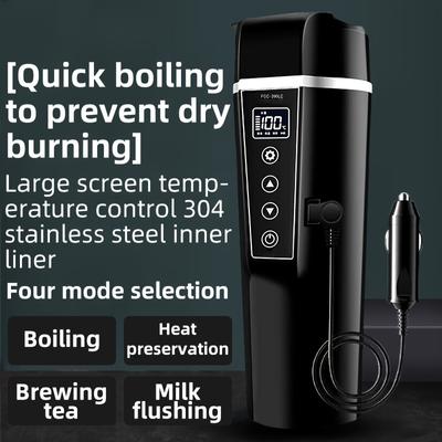 Taza Inteligente Calentada para Coche 12V/24V con Control de Temperatura Acero Inoxidable Eléctrica Taza de Agua Hervidor Café Leche Calentada Suministros para Vehículo