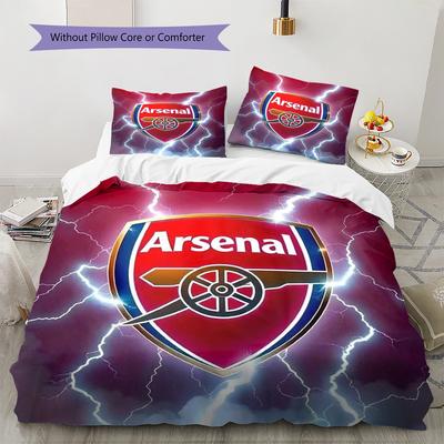 Arsenal Pattern Bedding Quilt Set Quilt Cover Pillowcase Home Decoration Birthday Gift (1 * Duvet Cover + 2 * Pillowcase, Without Core)