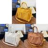 Corduroy Shoulder Tote Bag For Women Large Capacity With Zipper Closure For Daily Use
