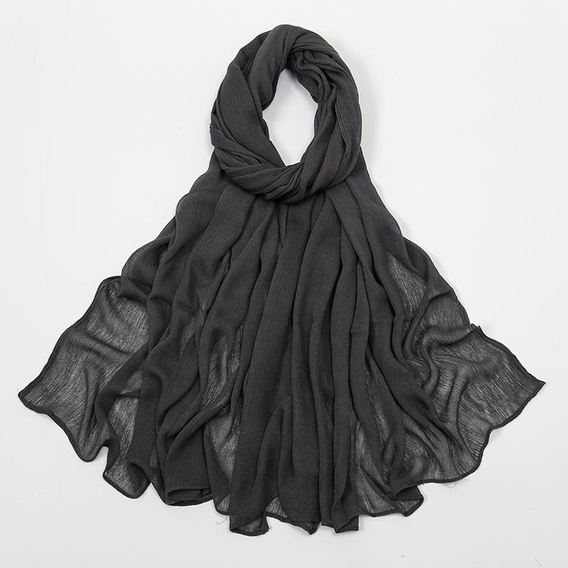 Crinkle Muslim Women Hijab Wrinkle Rayon Headscarf Solid Color Women's Turban Plain Viscose Cotton Musulman Femme Shawl Ramanda