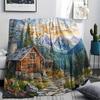 Village Print Flannel Blanket, High Quality Comfortable for All Seasons, Home Decor, Warmth and Comfort, Perfect for Christmas Gifts