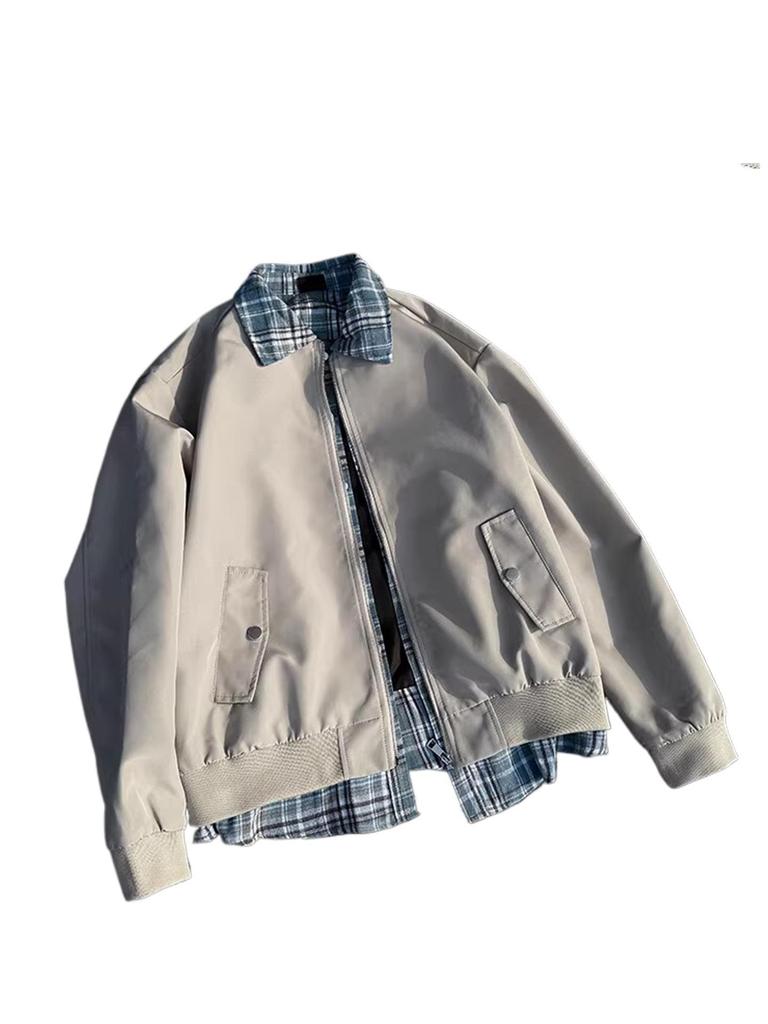 Fake zweiteilige Jacke im Hongkong-Stil für junge Trendsetter, Old-Money-Stil, Herren-Frühlings- und Herbstjacke, lässiger Mantel, moderner Kastenschnitt