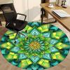1PC Green Mandala Pattern Office Round Rug, Non slip, Soft and Durable Office Rug for Interior Decoration, Perfect for Office