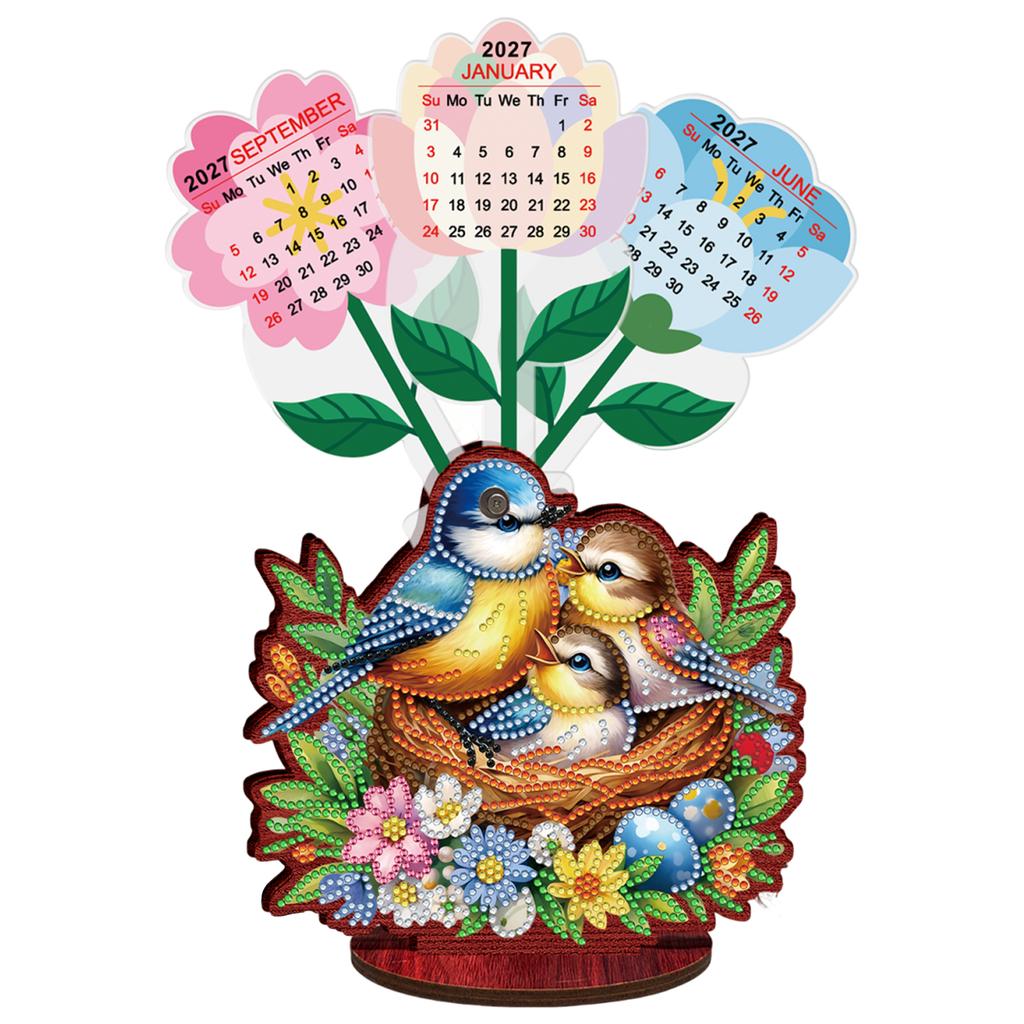 2026 Kalender Diamantmalerei Kalender Set Holz Diamantmalerei Set DIY Diamantkunst Schreibtischkalender Weihnachtsgeschenk