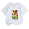Kids Boys Girls 100% Cotton Crew Neck Short Sleeve T-Shirt, Cute Plants vs Zombies Cartoon Printed Casual Soft Breathable Summer Tee for Daily Wear