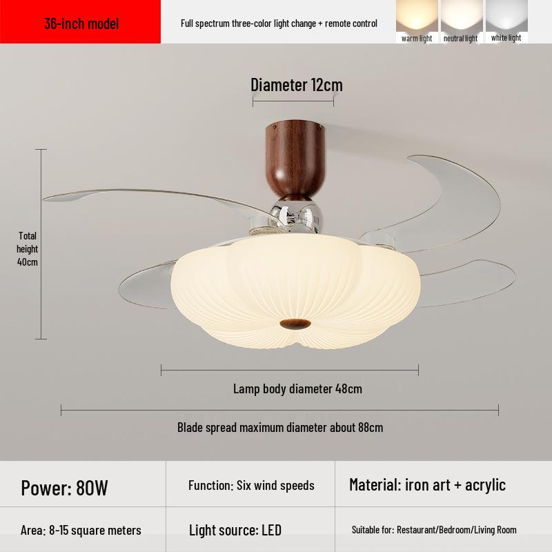

Invisible Ceiling Fan Light: Modern Minimalist 2025 Mid-Century Cream for Living Room, Bedroom, Dining Room Flush Mount 36 inches - 88CM