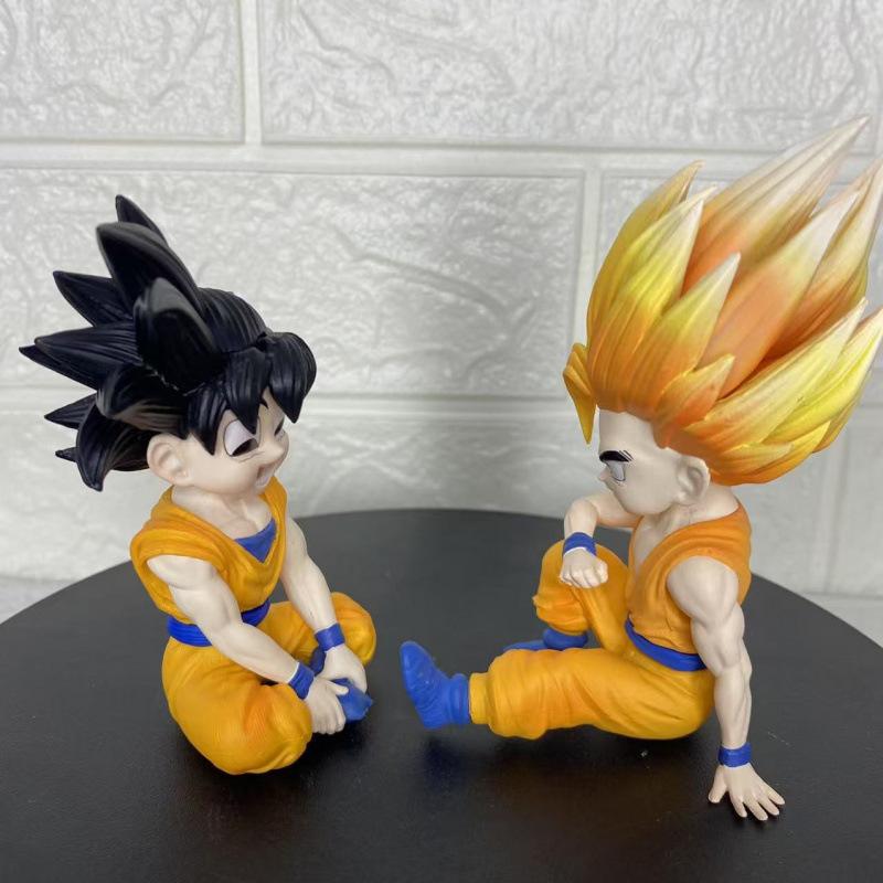 Anime Dragon Ball Q Version Figure Sitting Posture Goku Cute Action Figure Model Toys Doll Desktop Decoration Gifts