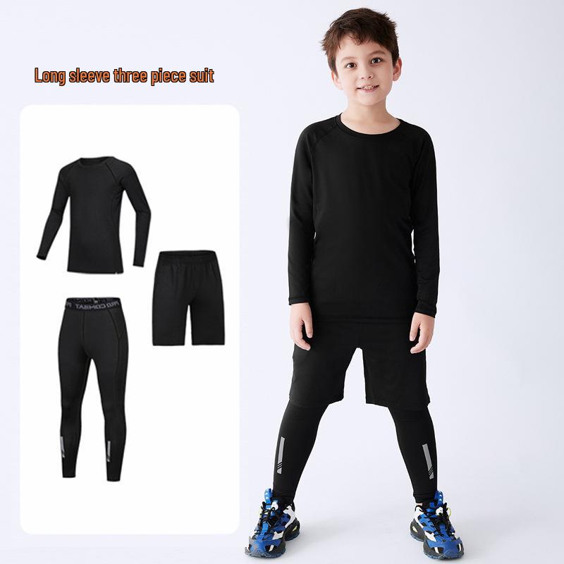 Kids' Sports & Fitness Set: Quick-Dry Basketball, Soccer, Outdoor Training Base Layer & Warm Tight-Fit Suit for Boys