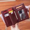 Double Zipper Women's Wallet Minimalist Short Three Layer Large Capacity Purse Card Holder ID Card Credit Bank Card Holder Money Bag