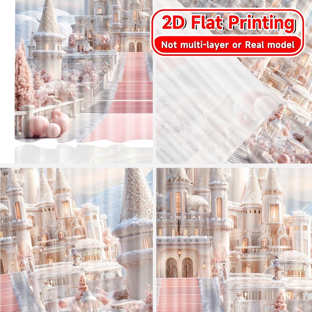 2D FLAT PRINTING 2pcs Curtains (Without Rod) Fairytale Castle Scene Ramadan Festival Chic Print Curtains Versatile Polyester