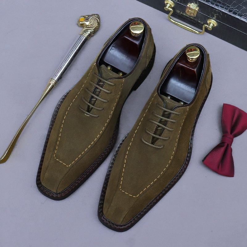 Mode Britischer Stil Echtes Leder Kuhveloursleder Oxfords Schuhe Elegant Gesellschaftlich Männlich Hochzeit Business Kleiderschuhe
