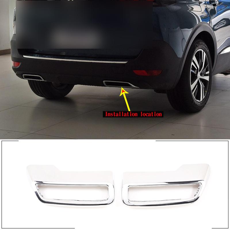 For Peugeot 3008 4008 5008 2017-22 Car Rear Exhaust Tail Pipe Muffler End Pipe Decoration Cover ABS Silver Exterior Accessories