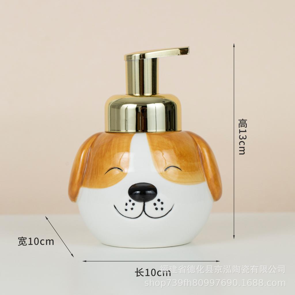 Soap Dispenser Cute Hand-painted Ceramic Hand Soap Dispensing Bottle, Cartoon Animal Lotion Bottle, for Guesthouses and Hotels
