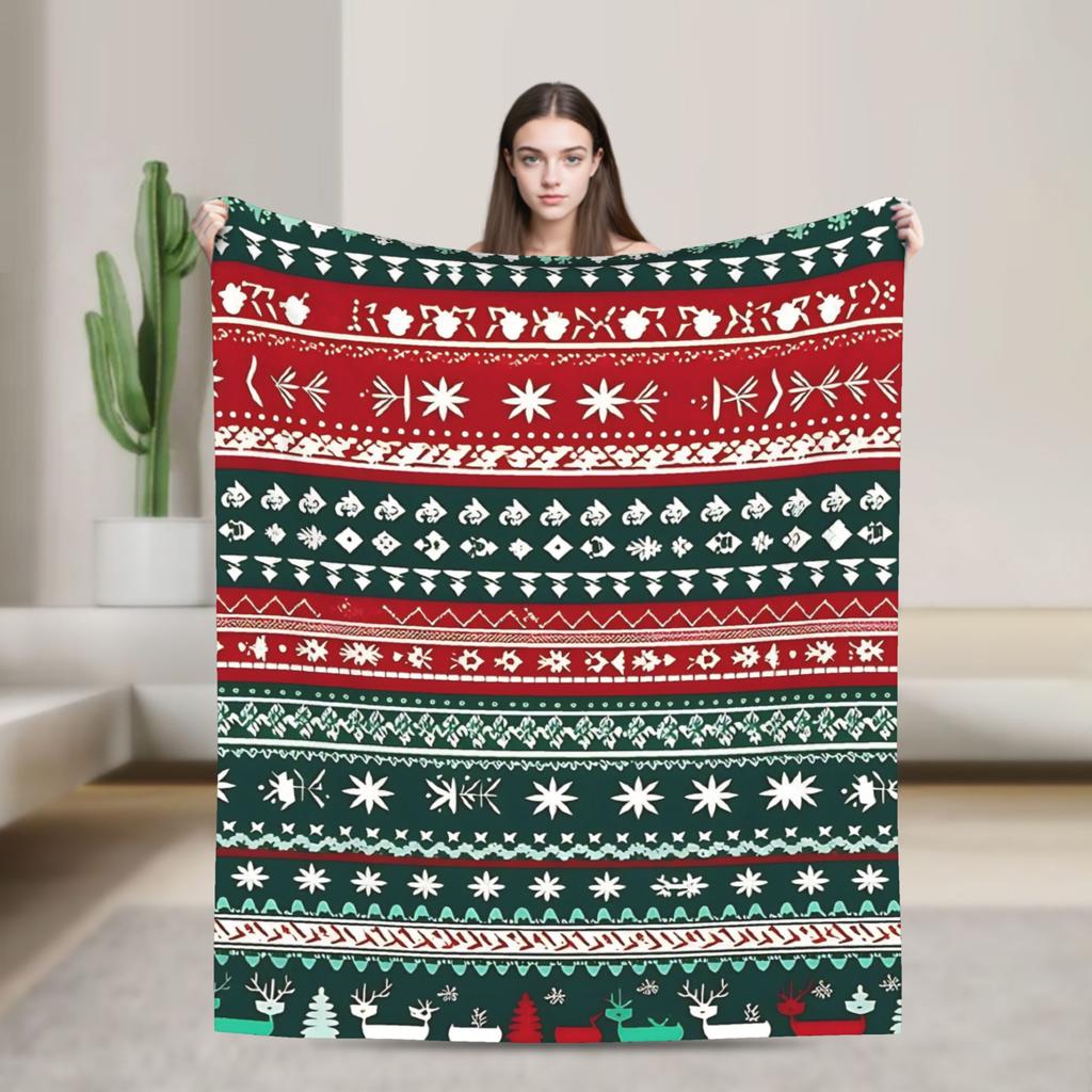 Warm Blanket Girls Boys Picnic Reindeer And Snowflake Christmas Throw Blanket Flannel Bedspread For Home Decor Sofa Bed Cover