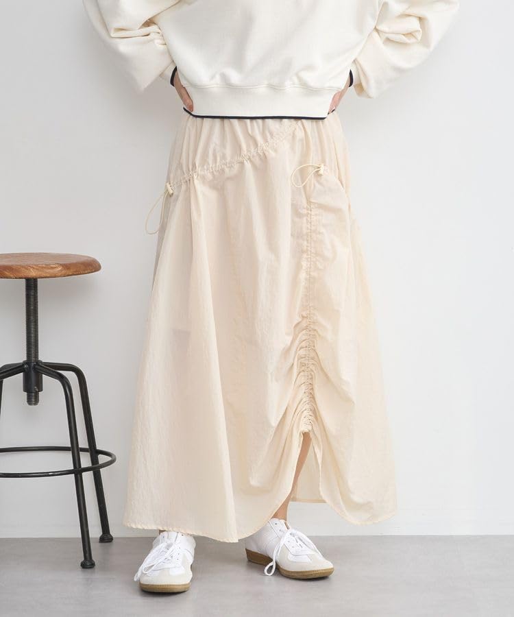 Music Drawstring Gathered Skirt 01000064902 Ivory Free Size [Earth & Ecology]