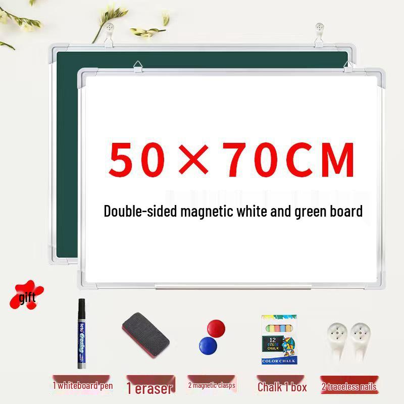 Dual-Sided Magnetic Whiteboard & Blackboard, Mobile Stand, Erasable, for Home, Office, or Classroom.