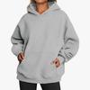 Hooded Sweatshirt Women's Long Sleeve Loose Fit Solid Color Fleece Warm Autumn Winter Style Street Hip Hop Pockets