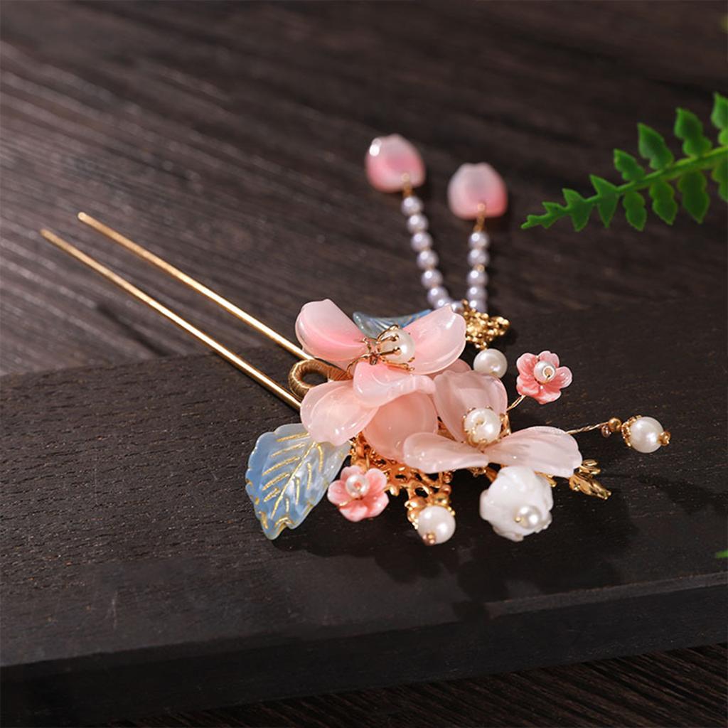 Ancient Flower Hairpin Chinese Style Flower Tassel Hair Stick Light Luxury Jewelry Hair Accessories Girls Trendy Headwears