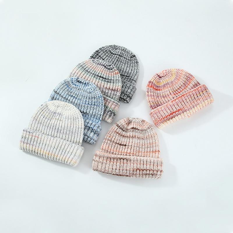 Wool Knitted Hat Women's Winter, Versatile Warm Autumn and Winter Multi-color Flanged Ear Protector Wool Hat Cold Hat