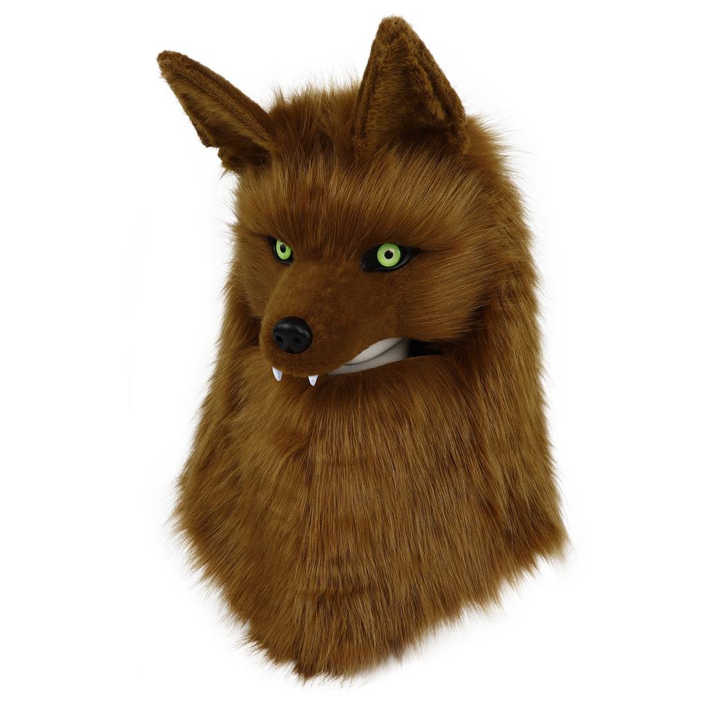 Plush Canine Mask Wolf Head Full-face Mask for Comic Conventions Ccosplay Costume Headgear