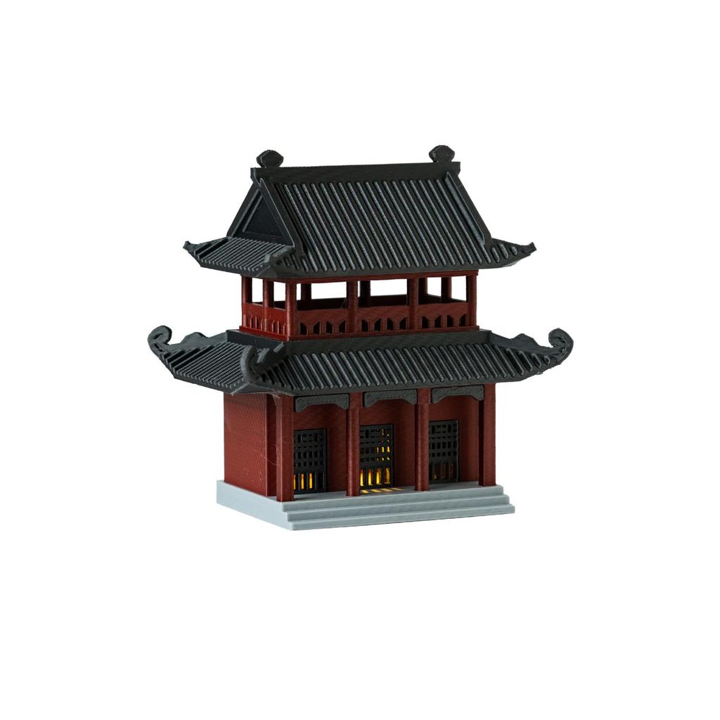 Mikrolandschaft Steingarten mit Lichtern: Chinesischer Pavillon & Amphibienhaus Bonsai-Dekoration