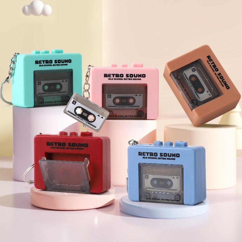 Cassette Recorder Music Key Chain Vintage Music Box Pendant  Home Decoration