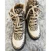 Autumn and Winter New Large-size Flat-bottomed Martin Boots Women's High-top Round Head Lace-up Leopard Print Wool Boots Thick-soled Short Boots