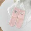 Trendy A&B Style Mid-tube Socks for Women Cute Cartoon Soft Breathable Cotton Socks Candy Color College Style Student Socks