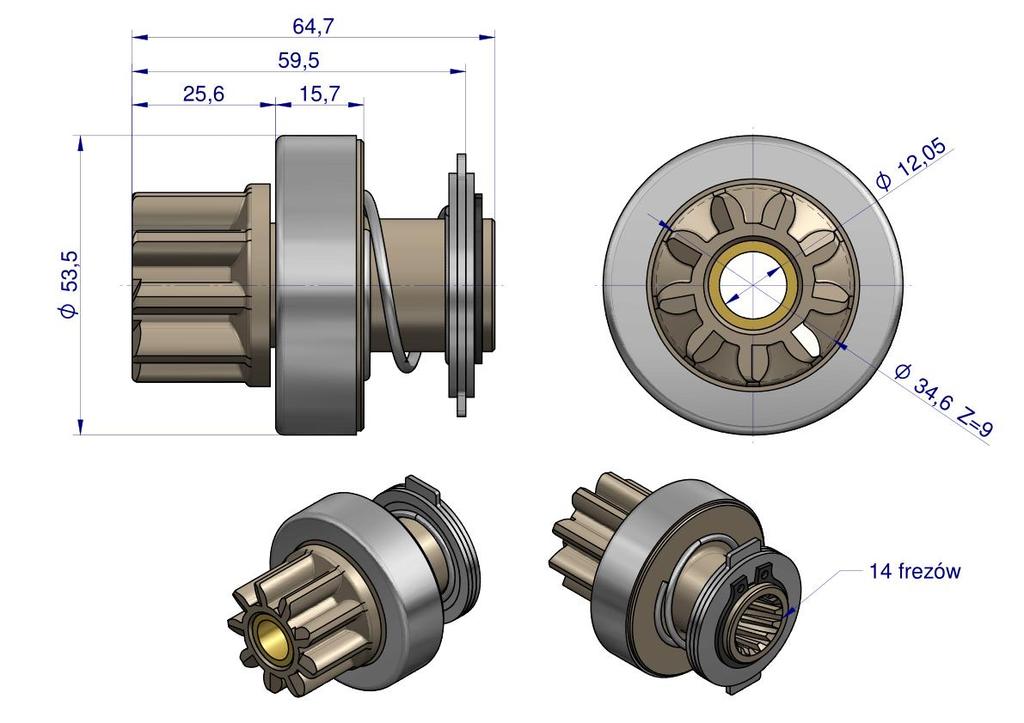 Starter clutch assembly (Type Iskra) MSX 242, 16.911.597 EXPOM KWIDZYN eu