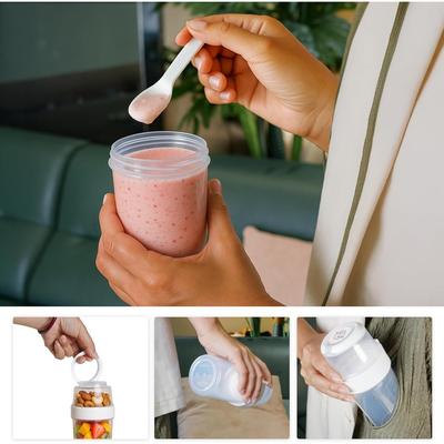 Double Layer Lunch Box Compartment Preservation Box Leak Proof Overnight Oat Container Portable Oatmeal Cup Fruit Sealed Jar
