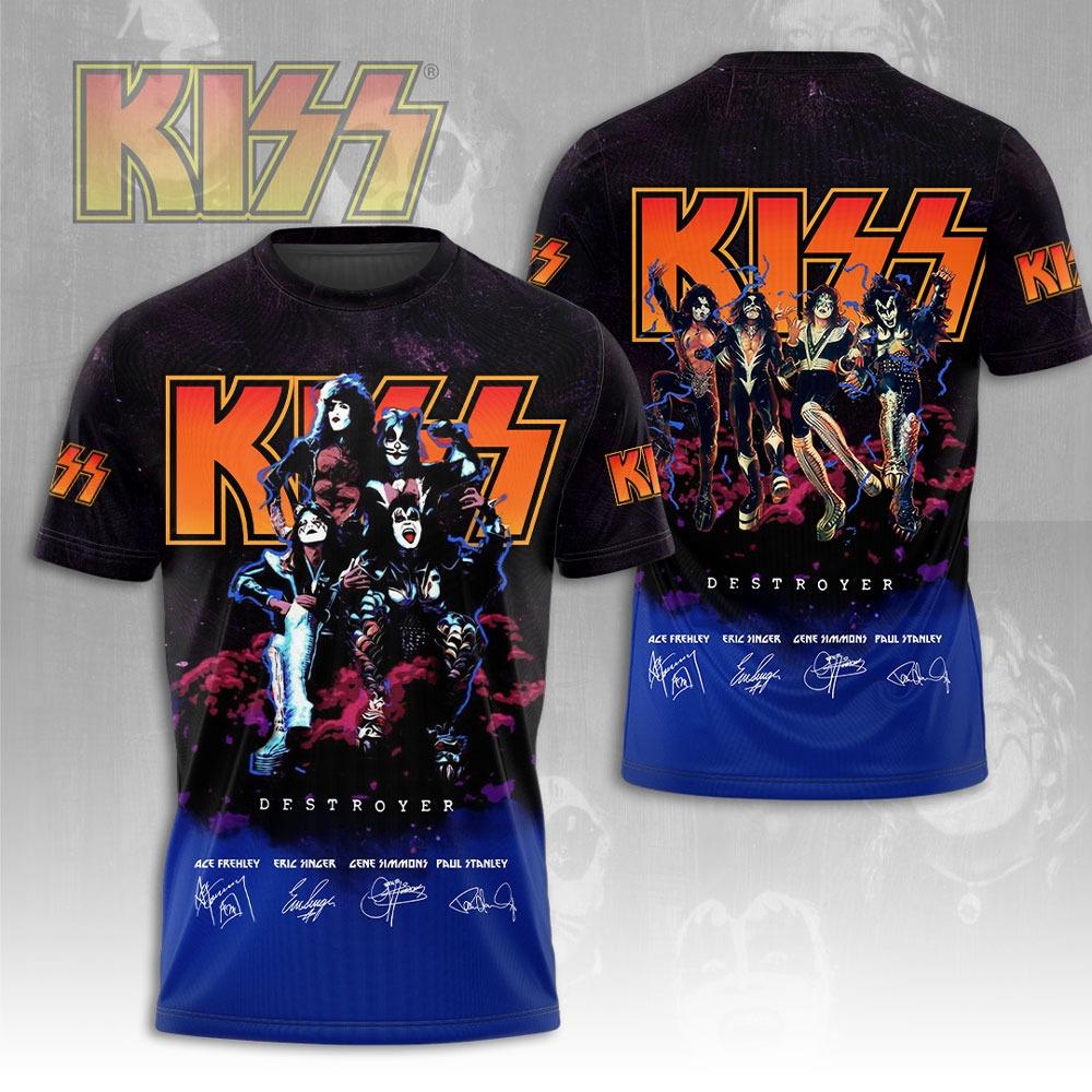 Kiss Band Cool Lässig Spaß Streetwear Hip Hop 3D Druck Herren/Damen Kurzarm T-Shirt Oversized Rundhals Tee Top Herren T-Shirt