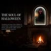 Acrylic Wood Spooky Sign Halloween Glowing Ghost Mirror, USB Light Up Scary Ghosts, Hologram Mirror Decoration Prank Decor for Haunted House