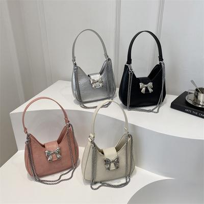 Sweet Pink Bow Handbag Bag for Women New Style Korean Niche Underarm Bag Chain Crossbody Bag for Women