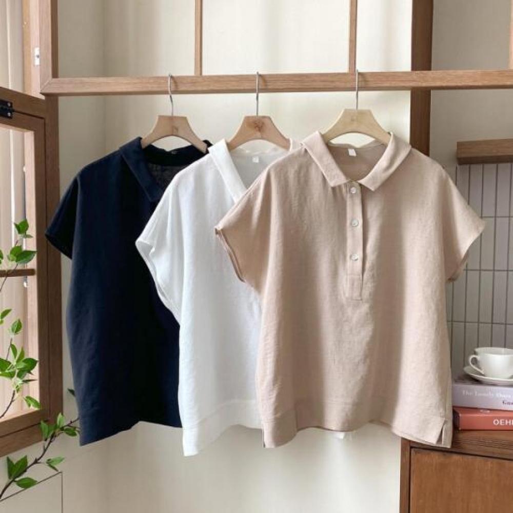New Arrivals Open Run Leahra Loose Fit Short Sleeve Shirt Women Summer Blouse