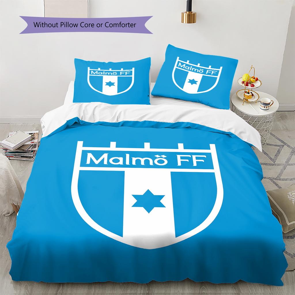 Malmö FF Muster Bettwäsche, Steppbett Set Bettbezug Kissenbezug Zuhause Geburtstagsgeschenk (1 Bettbezug + 2 Kissenbezüge, ohne Füllung)