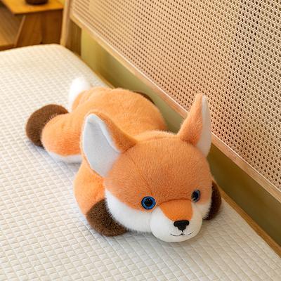 Lying Down Brown Bear Plush Toy Children Sleeping Throw Pillow Fox Ornament Desk with Waist Rest Birthday Gift