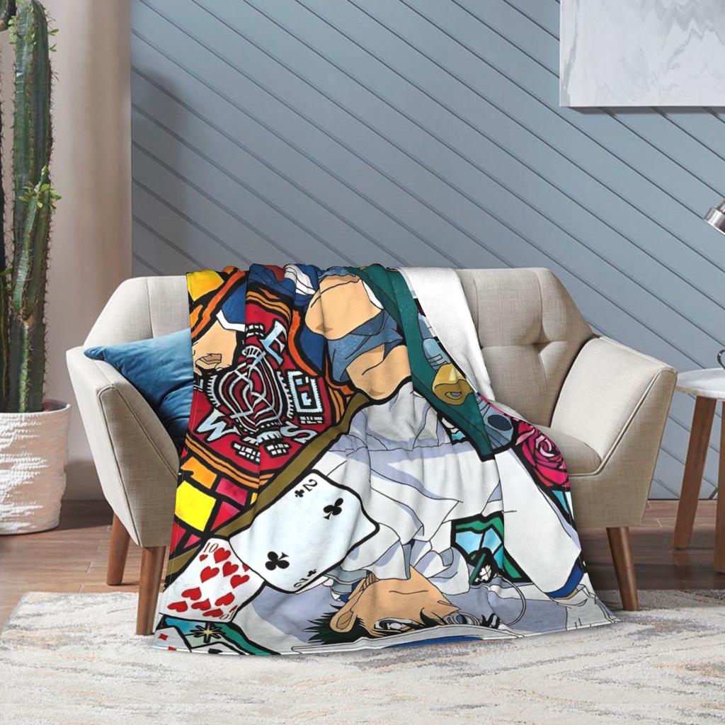 Vintage 90s Detective Conan Anime Blanket Kuroba Kaito Fuzzy Vintage Soft Throw Blankets Bedding Lounge Spring/Autumn Outdoor