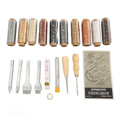 Kit Cucito Pelle Forniture Lavorazione Pelle con Filo Cerato Appuntito Scanalatura per Cucitura per Artigianato Fai da Te