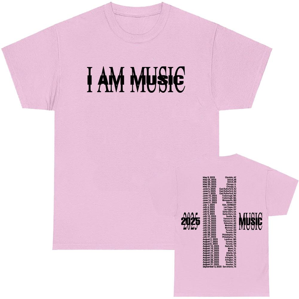 T-shirts de Algodão de Verão Eu Sou Música Estampa Camiseta Manga Curta Gola O para Homens Mulheres Grunge Hip Hop Tops