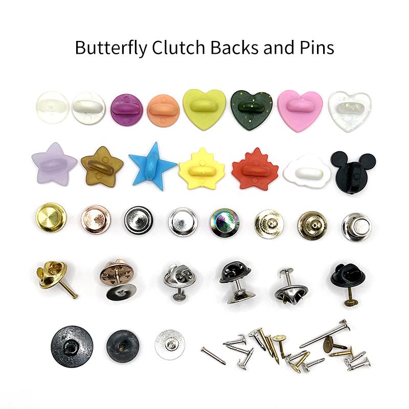 Factory Supply Brooch Accessories Round Blank Nail Locking Pin Metal Crafts Solid Brass Butterfly Clutch Pin Back