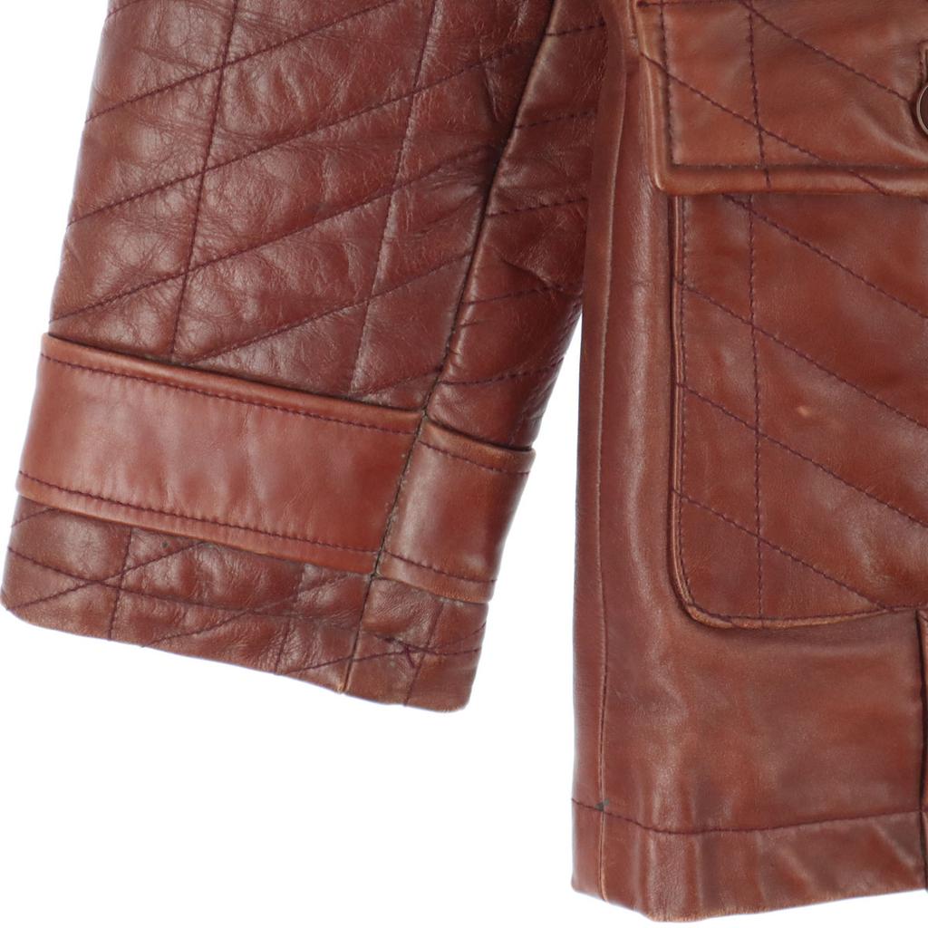ABAHOUSE Long Sleeve Quilting Leather Jacket 2 Brown Cowhide Men's Used