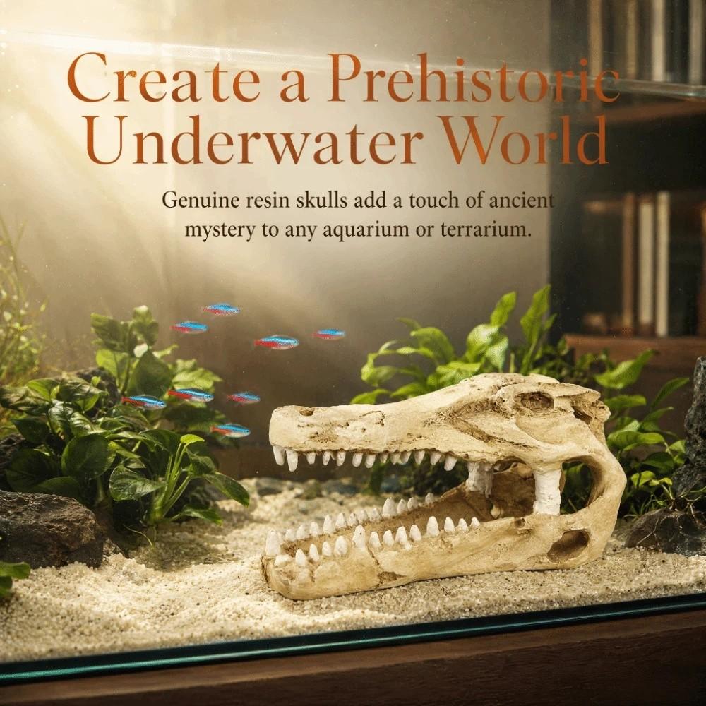 Hollow Out 3D Skull Reptile Cave Lifelike Reptile Climbing Shelter Landscape Decoration Terrarium