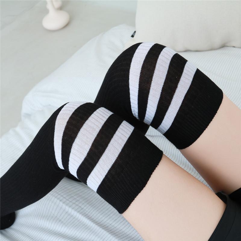 Stockings Children's cotton socks Knee high socks Three bars striped student thigh socks Japanese college style