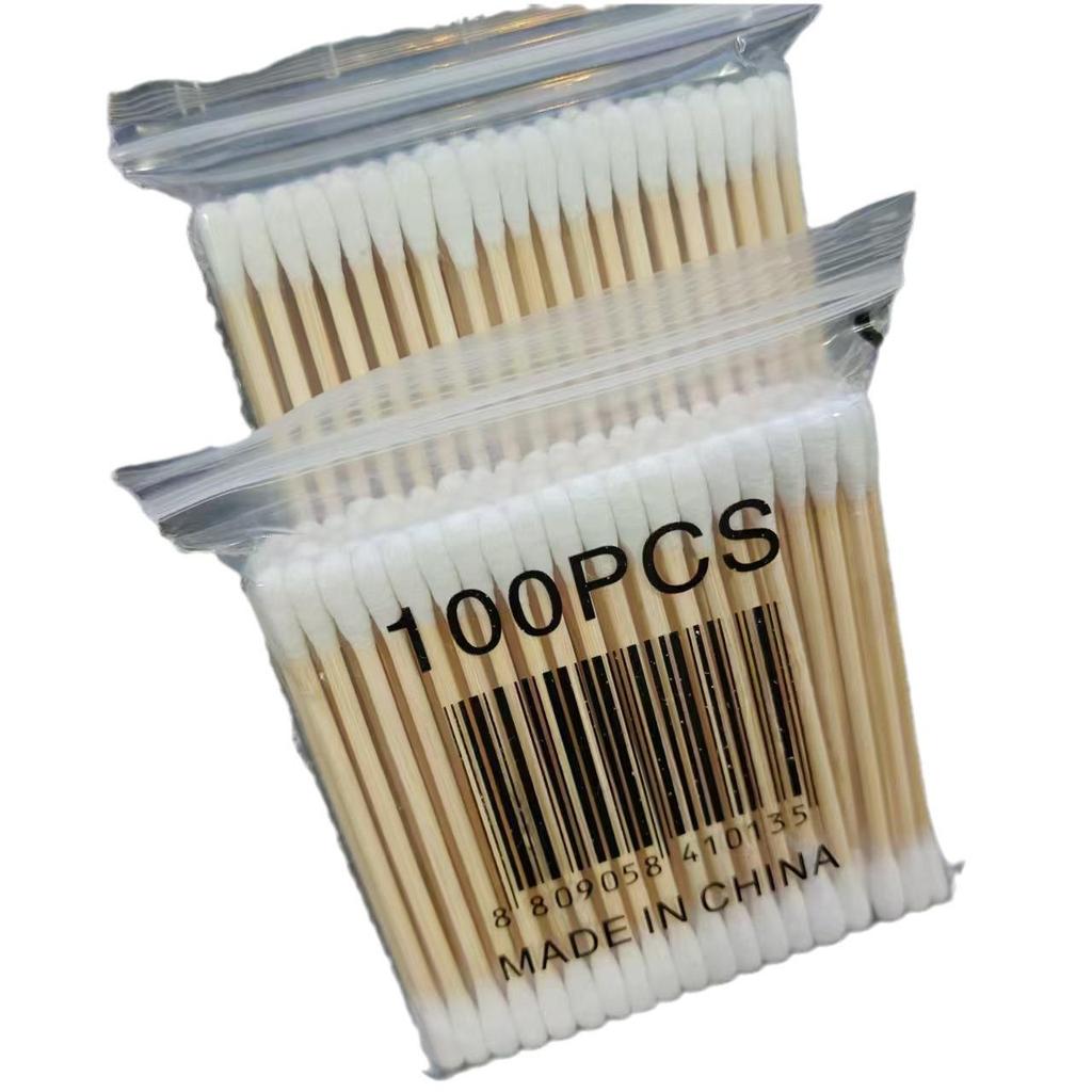 100-Pack Double-Ended Disposable Cotton Swabs for Makeup Removal & Bathing