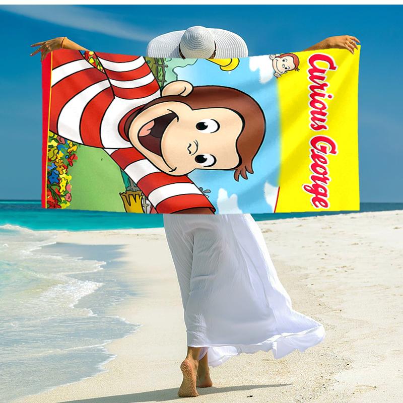 1pc Curious George (6) Beach Towel, Comfortable and Thick, and Swimming/Bath/Picnic/Camping Towel, Suitable for Seaside Beaches